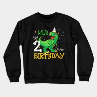 Dinosaur Birthday 2 Years Old Crewneck Sweatshirt